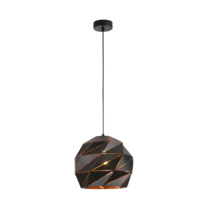 Luminária Pendente Polygon Preta c/ Dourado 30cm Good Iluminação GI-88870A-1