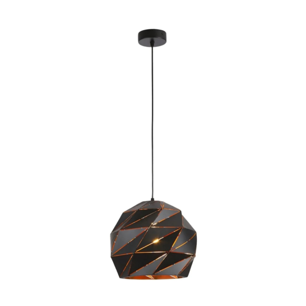 Luminária Pendente Polygon Preta c/ Dourado 30cm Good Iluminação GI-88870A-1