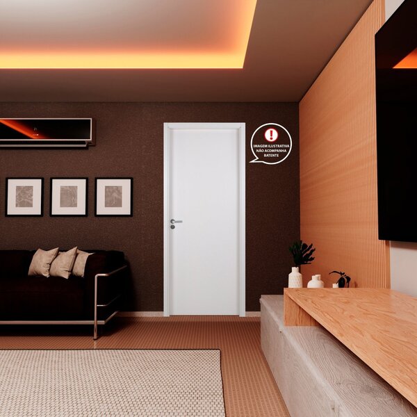 Porta Madeira Lisa Branco Semi Oca 210x60cm Espessura 3,5cm MGM - Imagem 2