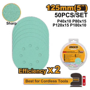 JOGO DE LIXA 125MM PARA LIXADEIRA ROTO ORBITAL C/50PC INGCO AKRS125050