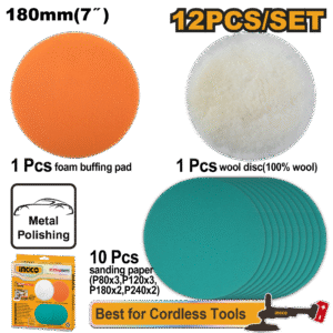 JOGO DE ACESSÓRIOS PARA POLITRIZ 180MM C/12PC INGCO APG18012