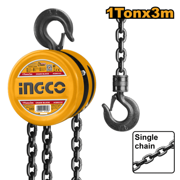 TALHA MANUAL DE CORRENTE 1 TON 3M ELEVACAO INGCO HCBK0101