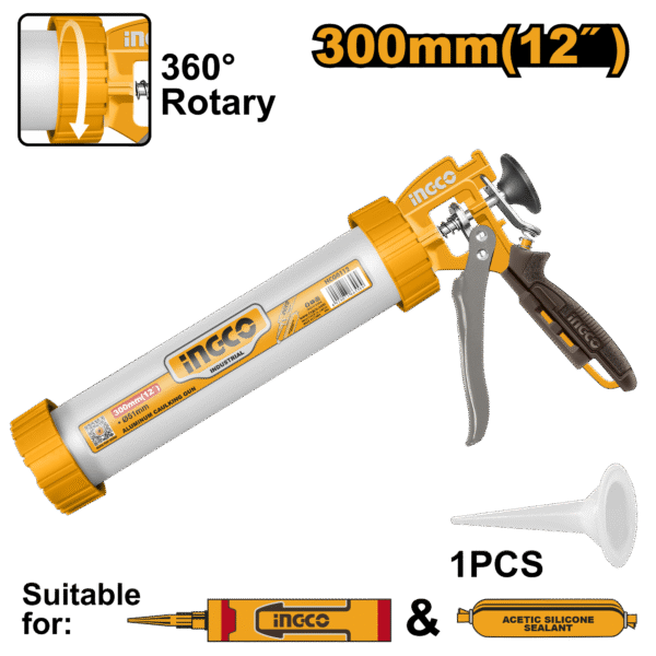 Aplicador de Silicone Tubular em Alumínio 12″ Ingco HCG0112