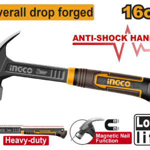 MARTELO UNHA MAGNÉTICO COM CABEÇA EM AÇO FORJADO CABO DE FIBRA 29MM 450G INGCO HCH81016L