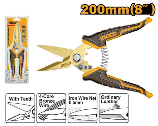 TESOURA ELETRECISTA 8″ INGCO HES0188