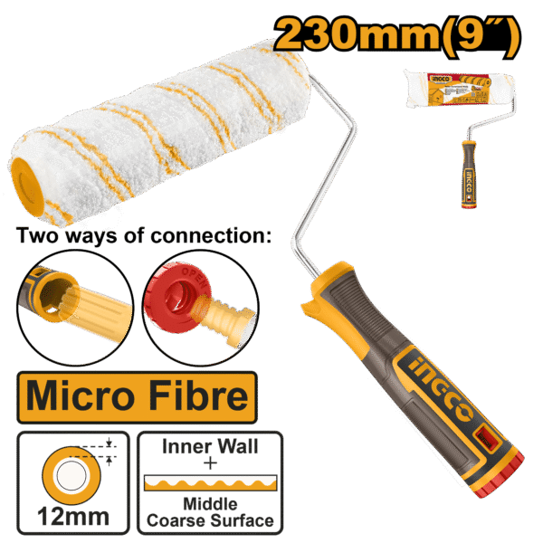 ROLO DE PINTURA MICRO FIBRA 12MM C/GARFO 23CM INGCO HRHT042301D