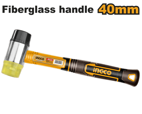 MARTELO DE PLÁSTICO E BORRACHA CABO DE FIBRA E EMBORRACHADO 40MM INGCO HRUH8940
