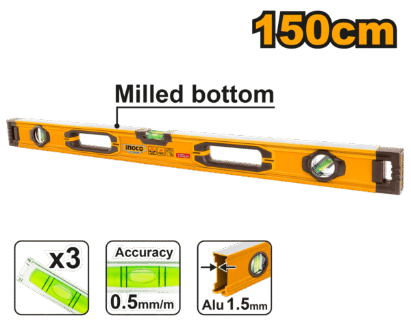 NÍVEL DE ALUMÍNIO PROFISSIONAL 150CM INGCO HSL08150