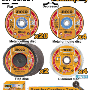 JOGO DE DISCOS P/MINI MAQUINA DE CORTE 3″ (76MM) C/30PC INGCO MCD07630