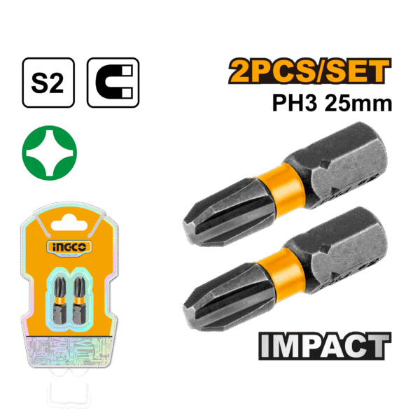 JOGO DE BITS DE IMPACTO PH3 25MM C/2 PC INGCO SDBIM71PH325