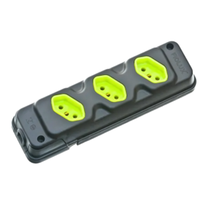 TOMADA EM BARRA ROBUST 3 TOMADAS - 2P+T - CINZA/VERDE FIOLUX
