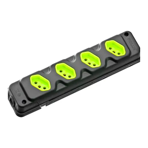 TOMADA EM BARRA ROBUST 4 TOMADAS - 2P+T - CINZA/VERDE FIOLUX