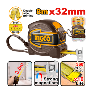 INGCO- TRENA EMBORR MANGNETICA 8MX32MM COM BOTAO DUPLO