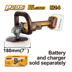 INGCO- POLITRIZ ANGULAR BRUSHLESS INDUSTRIAL 180MM *NAO ACOMP BAT 20V - APLI2018