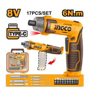 INGCO- PARAFUSADEIRA ARTICULAVEL 8V 1/4'' 6N.M USB-C - CSDLI08025
