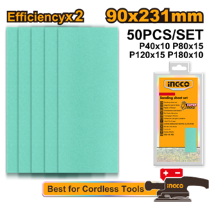 INGCO- JOGO DE LIXA 90X234MM PARA LIXADEIRA ORBITAL C/50PC - AKFS0902311