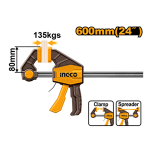 INGCO- GRAMPO TIPO SARGENTO DE APERTO RAPIDO 80X600MM(24 POL) 135KG - HFC021203