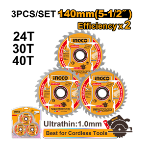 INGCO- DISCO DE SERRA CIRCULAR 140MMX24D C/3PC - TSB4003