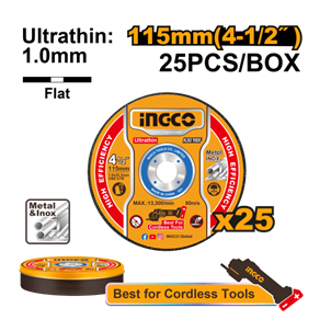 INGCO- DISCO DE CORTE PARA METAL 4.1/2'' (115X1.0X22.2MM) - MCD11011525