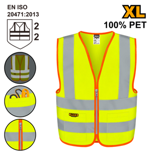 INGCO- COLETE REFLETIVO AMARELO C/BOLSO XL