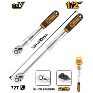INGCO- CHAVE CATRACA 1/2'' 72D 340-450MM EXTENSIVEL - HRTH08128L