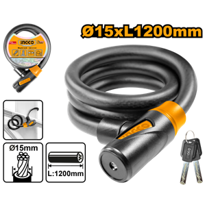INGCO- CADEADO P/BICICLETA C/CHAVE 15X1200MM - DBK151201