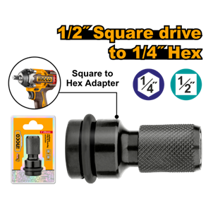 INGCO- ADAPTADOR DE CHAVE DE IMPACTO 1/2''QUADRADO PARA 1/4''HEX - ABH60501