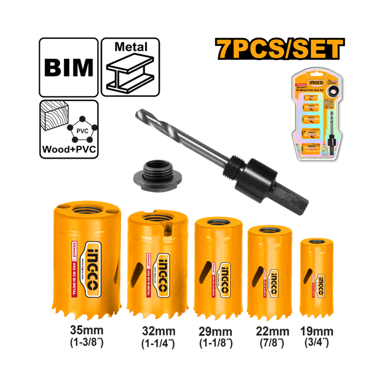 JOGO DE SERRA COPO BIMETALICA C/7PC AKH0071 INGCO AKH0071