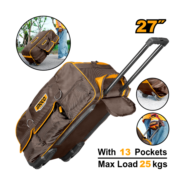 BOLSA PARA FERRAMENTAS 27" 13 BOLSOS C/RODAS INGCO HRRTB2715
