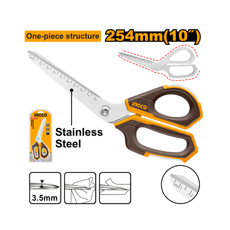 TESOURA PROFISSIONAL USO GERAL ACO INOX 254MM INGCO HSCRS25088