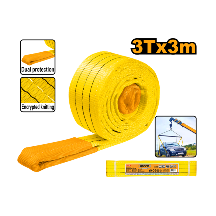 CINTA PARA ELEVACAO DE CARGA 3TX3M AMARELA INGCO HWSP0303
