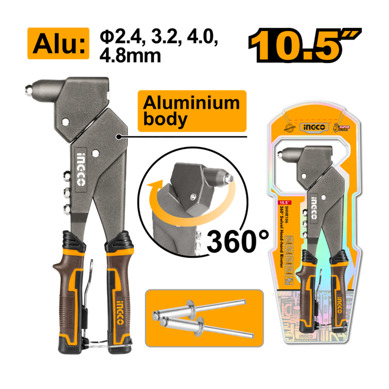 ALICATE REBITADOR MANUAL CAB GIRATORIA 10.5” INGCO SHHR106