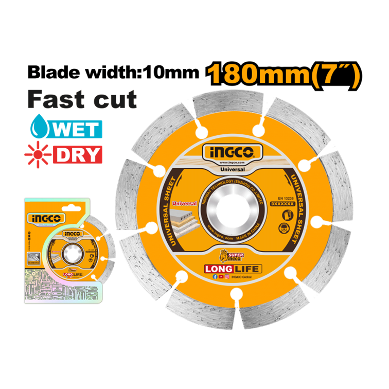 DISCO DIAMANTADO 180MM SEGMENTADO INGCO DMD011802