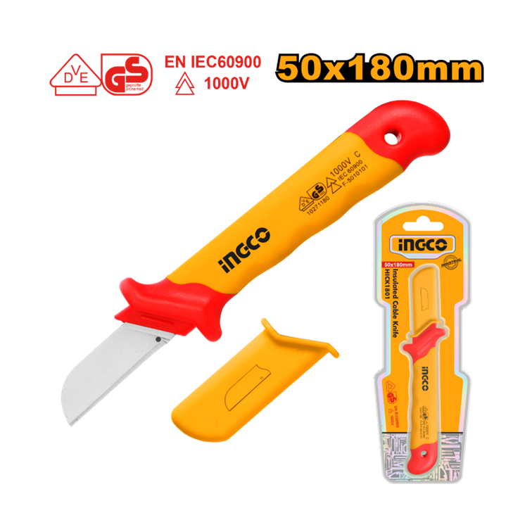 FACA RETA INOX DESCASCADORA DE FIO CABO ISOLADO 1000V 180MM INGCO HICK1801