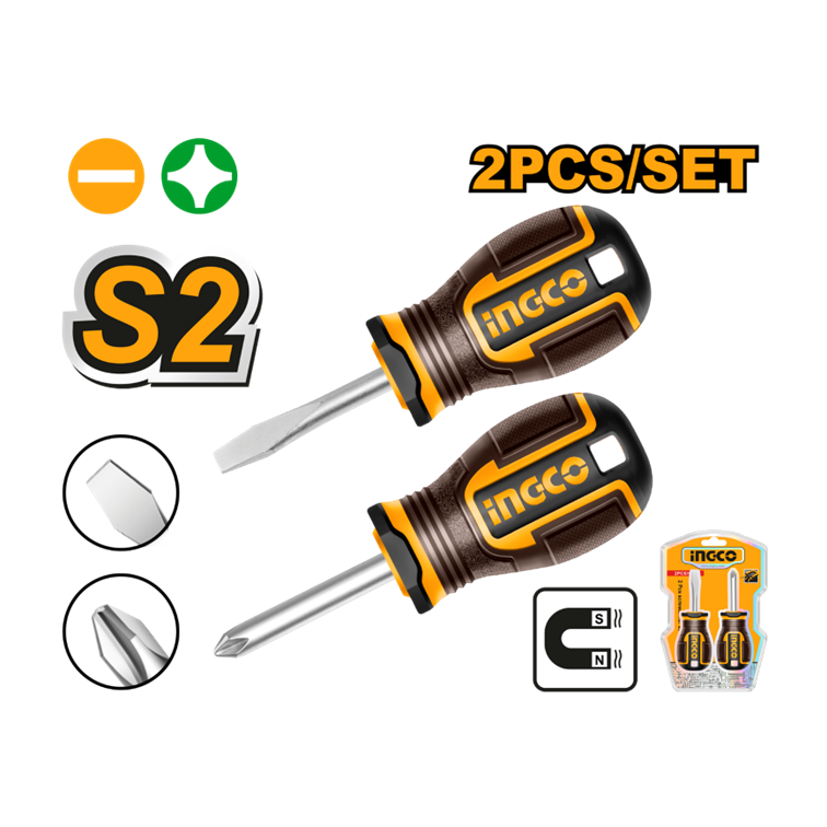 JOGO CHAVE DE FENDA E PHILIPS 38MM COM 2 PEÇAS - MARCA: INGCO - PART NUMBER: HKSDS2228
